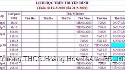Lịch phát sóng chương trình học trên truyền hình cho học sinh từ lớp 4 đến lớp 12 (Từ 16/3/2020 đến 28/3/2020)