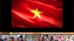 Tổ chức Lễ chào cờ trong những ngày học tập trực tuyến tại Liên đội trường THCS Hoàng Hoa Thám