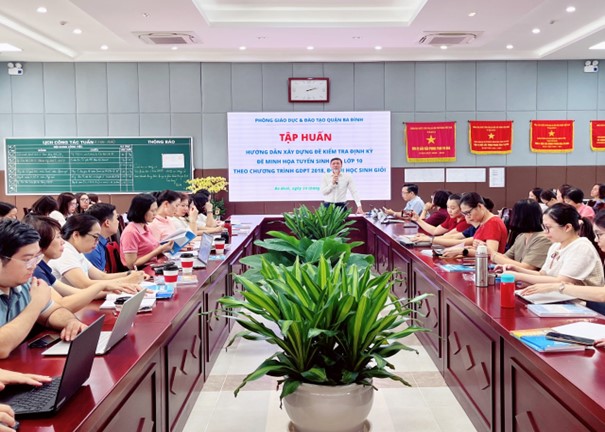 Nhóm Toán 9 Trường THCS Hoàng Hoa Thám tham gia tập huấn "Hướng dẫn xây dựng đề kiểm tra định kỳ, đề minh họa tuyển sinh vào lớp 10 theo chương trình GDPT 2018, đề thi học sinh giỏi"
