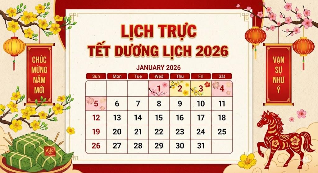 Lịch trực của Liên tịch và nhân viên dịp nghỉ tết dương lịch năm 2026
