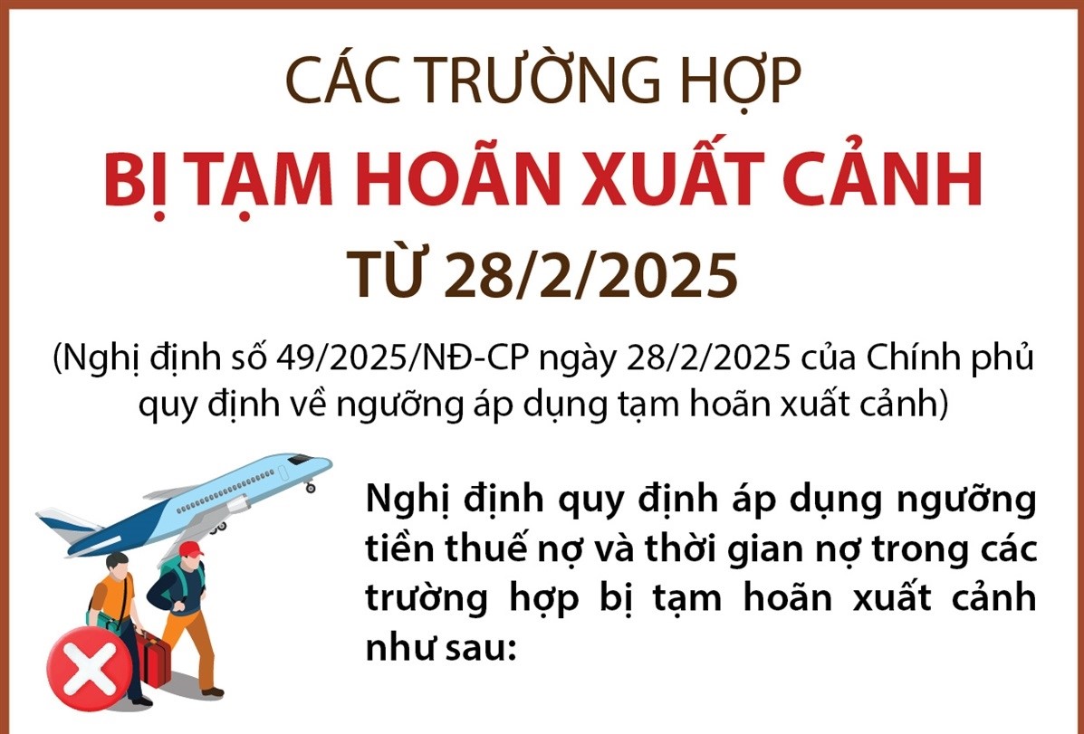 Các trường hợp bị tạm hoãn xuất cảnh từ 28/2/2025