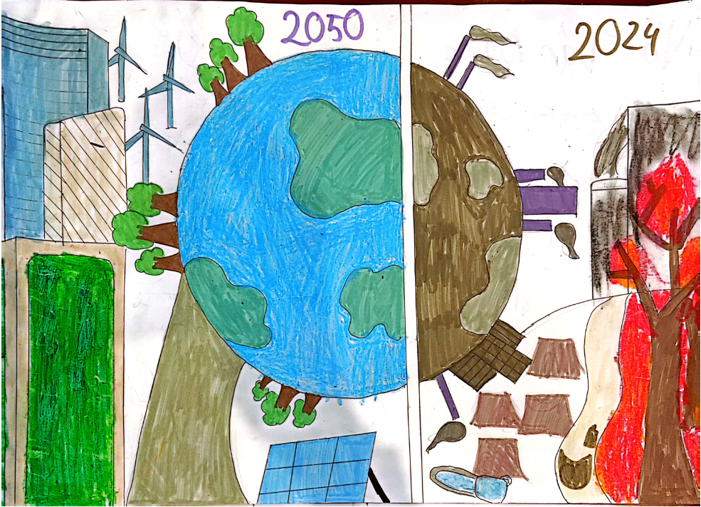 A drawing of a planet and a tree

Description automatically generated