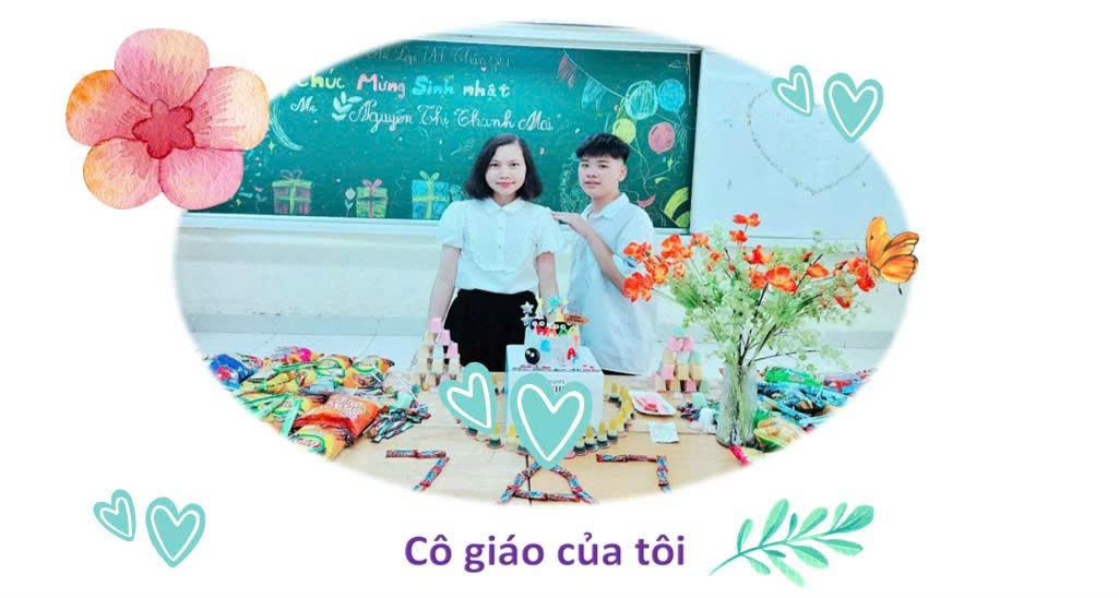 A child and child standing in front of a table with flowers and a chalkboard

Description automatically generated