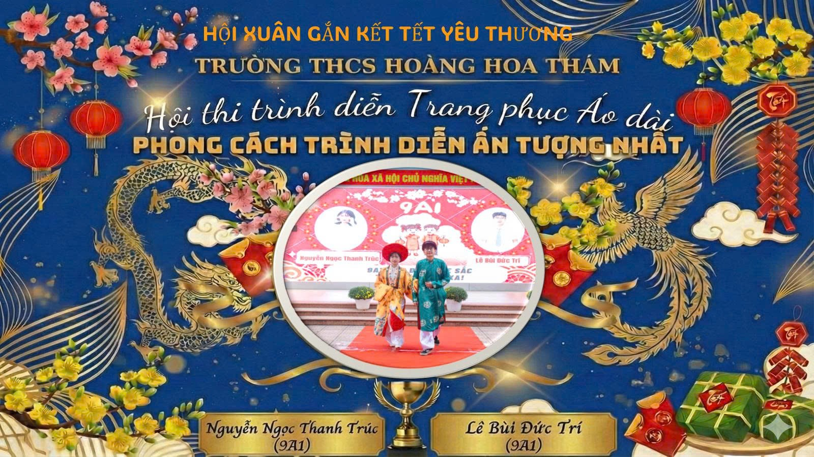 A blue and gold banner with two people

Description automatically generated