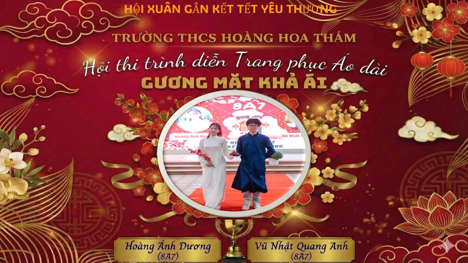 A red poster with a picture of two people
Description automatically generated