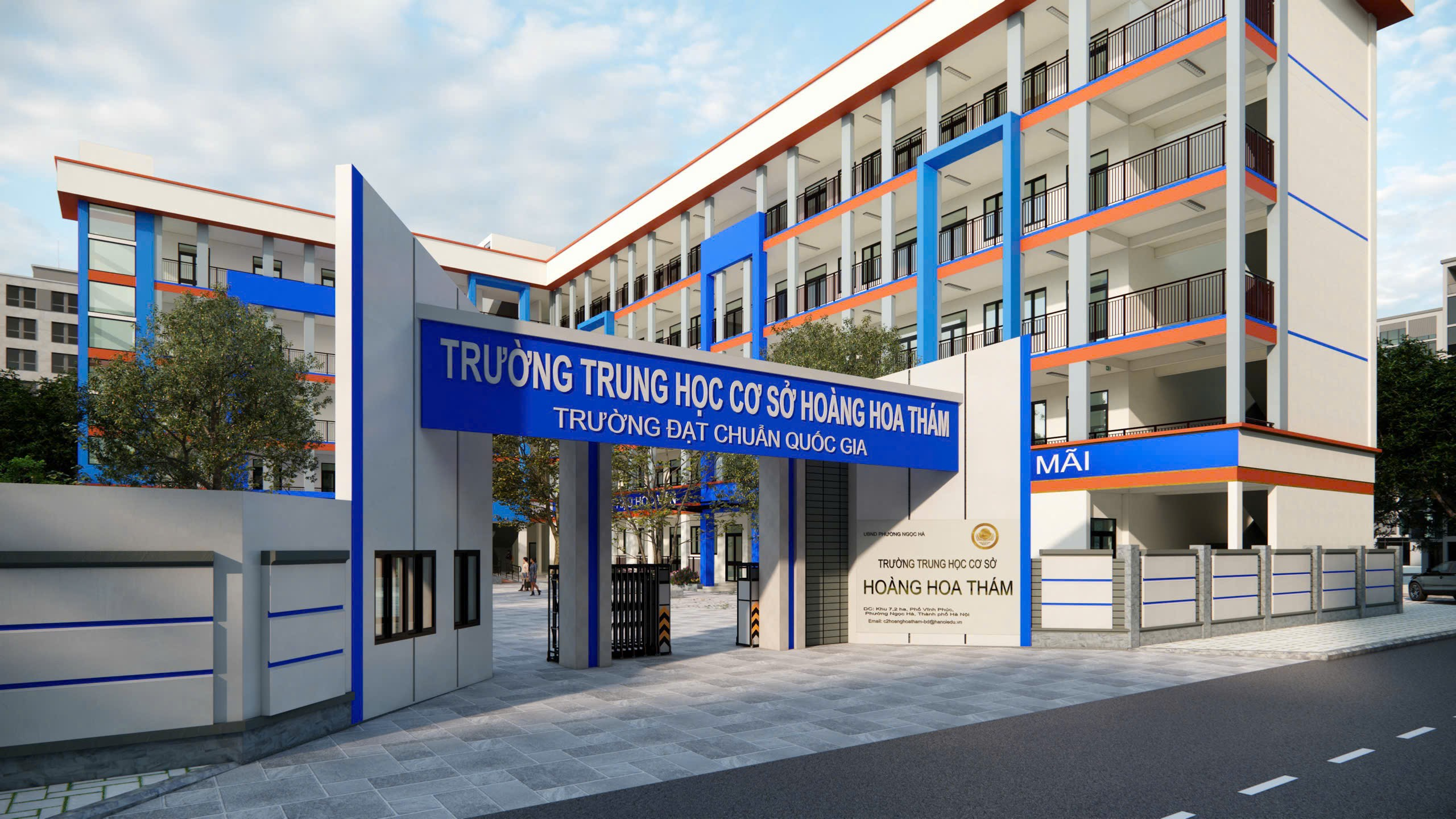 A building with a signDescription automatically generated
